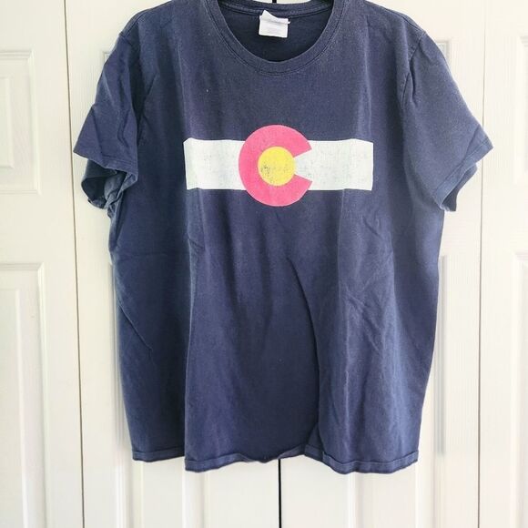 Colorado Flag Tee Navy Blue, Red & White State Flag Women's XL - Picture 1 of 4